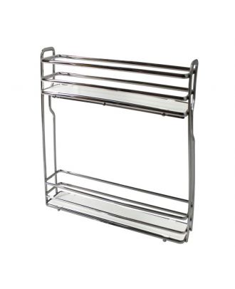 INOXA Pull-out bottle cargo 20 cm Two shelves full extractable, basket oval wire and HPL bottom