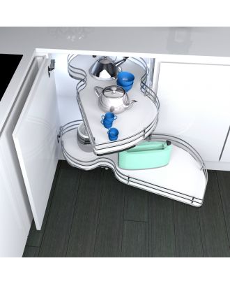 Combi's 2 - Revolving full extension shelves for base corner, With Anti slipt feature, Right