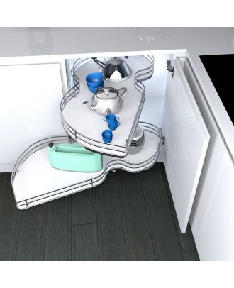Combi's 2 - Revolving full extension shelves for base corner, With Anti slipt feature, Left