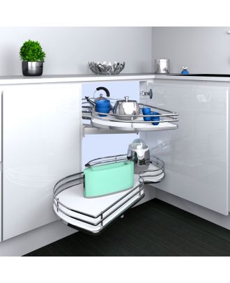 Combi's 2 - Revolving full extension shelves for base corner, With Anti slipt feature, Left