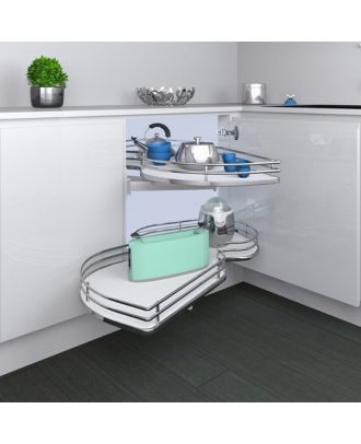 INOXA - Combi's 2 - corner mechanism 2 shelf, 50cm door cabinet, left, white X chrome