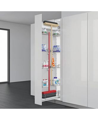 Pull-out column broom-holder, cabinet 15 cm, total extraction