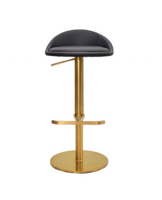 Olive Garden Bar Stool -stainless steel Black leather Seat -Frame gold