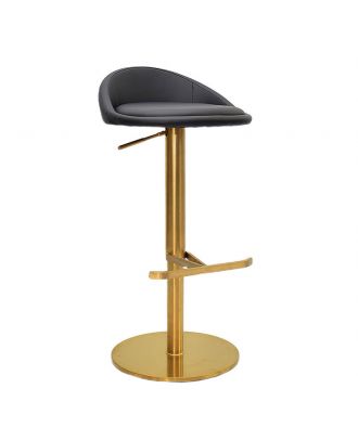 Olive Garden Bar Stool -stainless steel Black leather Seat -Frame gold