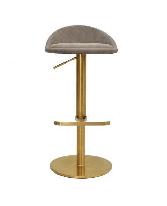 Olive Garden Bar Stool -stainless steel Gray leather Seat -Frame gold