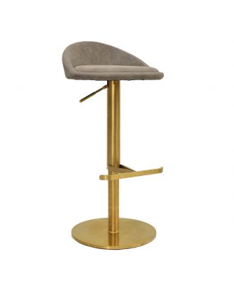 Olive Garden Bar Stool -stainless steel Gray leather Seat -Frame gold