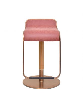 Loom Bar Stool -stainless steel- burgundy leather Seat -Frame rose gold