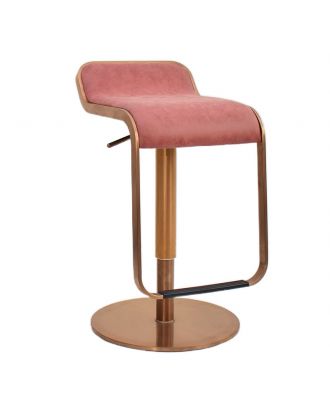 Loom Bar Stool -stainless steel- burgundy leather Seat -Frame rose gold