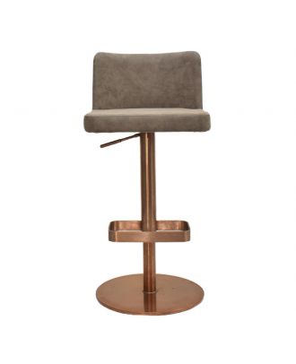Adjustable hydraulic bar stool, stainless steel, Rose Gold Base/Retro Grey Seat