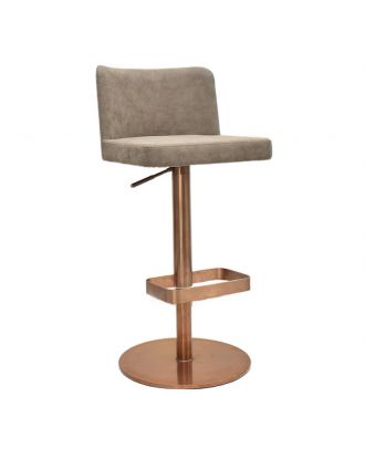 Adjustable hydraulic bar stool, stainless steel, Rose Gold Base/Retro Grey Seat