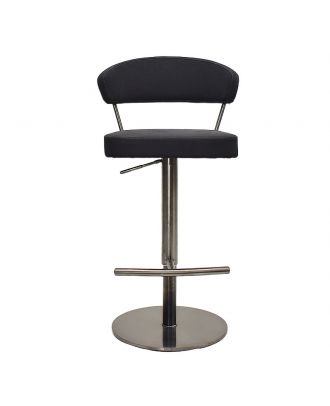 Elon Adjustable hydraulic bar stool, stainless steel, Black Grey Base/Nubuck Black Seat