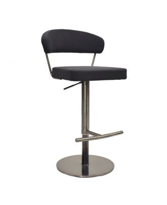 Elon Adjustable hydraulic bar stool, stainless steel, Black Grey Base/Nubuck Black Seat