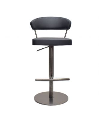 Elon Adjustable hydraulic bar stool, stainless steel, Black Grey Base/Black Seat