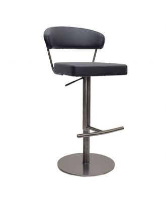 Elon Adjustable hydraulic bar stool, stainless steel, Black Grey Base/Black Seat