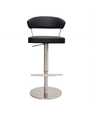 Elon Adjustable hydraulic bar stool, stainless steel Base/Black Seat
