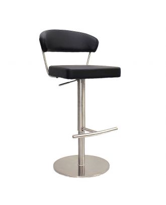 Elon Adjustable hydraulic bar stool, stainless steel Base/Black Seat