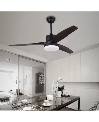 Simple modern AC DC electric ceiling Fan 52 inches LED ceiling fans light with Remote Control, Brwon