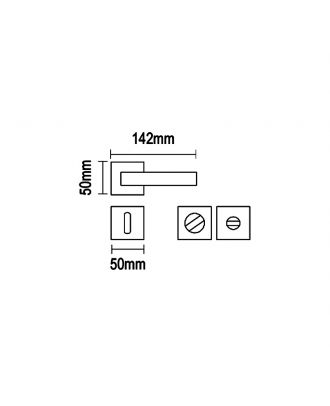 Bathroom Door Handle With Square Rosette, Black Matt