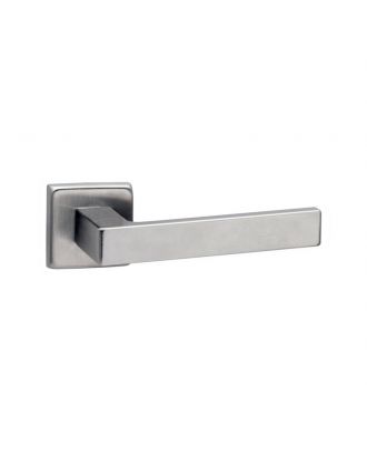Bathroom Door Handle With Square Rosette, Nickel Matt