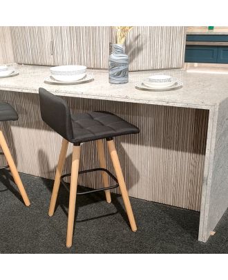 Kitchen Barstool with Footrest & Backrest, Black