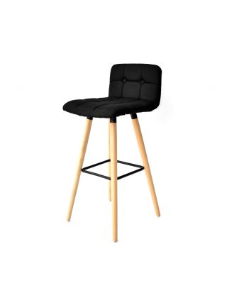 Kitchen Barstool with Footrest & Backrest, Black