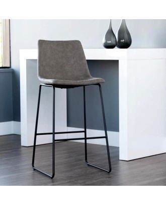Kitchen Barstool with Footrest & Backrest, Gray X Black
