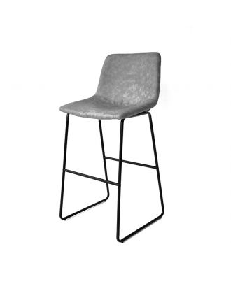 Kitchen Barstool with Footrest & Backrest, Gray X Black