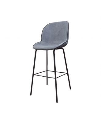 Modern Barstool with Footrest & Backrest, Gray X Black