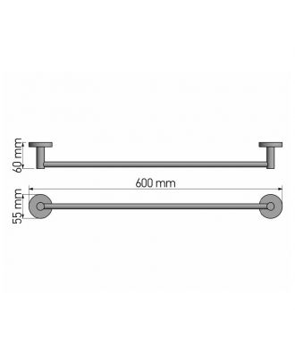 Single Towel Rail 60cm, Chrome