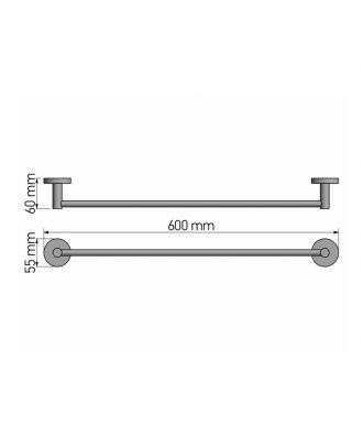 SANCO - Ergon wall mounted single towel rail 60cm, White Matt