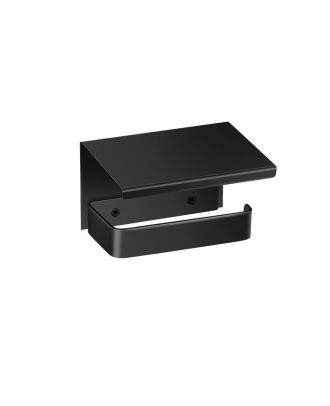 Toilet Roll Holder With Cover, Black Mat