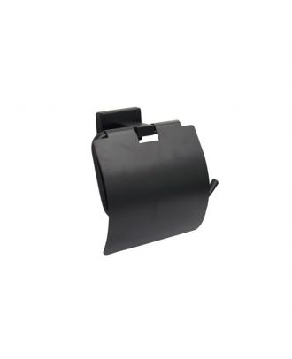 Toilet Roll Holder With Cover, Black Mat