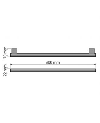 SANCO - Academia wall mounted Single Towel Rail 60cm, Graphite dark