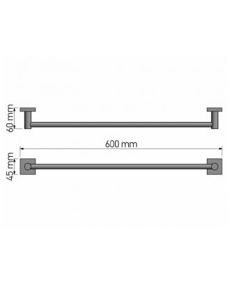 SANCO - Iconic wall mounted single towel rail 60cm, Black matt