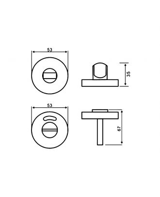 Round Rust-proof Toilet Cubicle Lock, Indicator With Green And Red