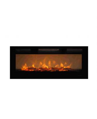 34.5 Inch 1000/2000W Recessed in-Wall Metal Electric Fireplaces with Log Crystal Flame Color