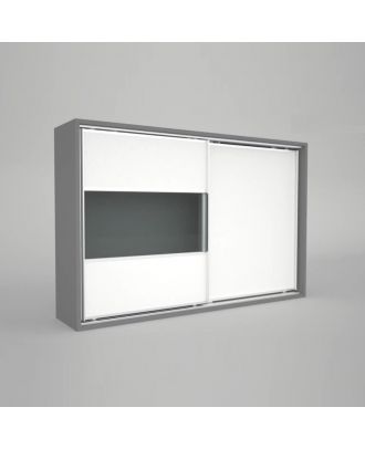 ALBATUR - 50 KG sliding panel system for Wardrobe, 3M, 2 doors, integrated soft close, Aluminum Profiles in Black