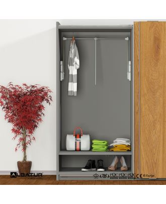 Albature Functional and Stylish Wardrobe Lift System 15 KG carrying capacity, soft closing, width up to 115 cm, Anthracite