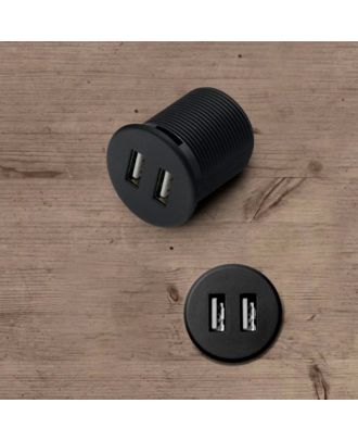 Integrated Office/Sofa Mini Universal 10W Round 5V 2.1A Fast USB Charger, Black