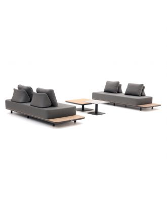 New Freedom outdoor sofa set movable backrests and a modular combination with 2 coffe table, Grey