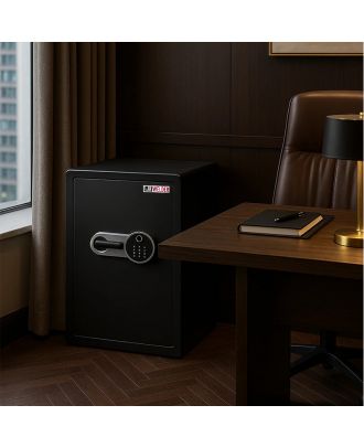 Fingerprint lock electronic steel safe with keypad big capacity for home or business use, Black