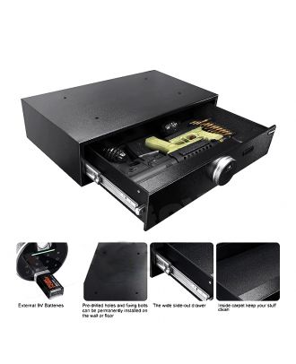 Horizontal Safe Box Hidden In Drawer With Fingerprint and Electronic Keypad