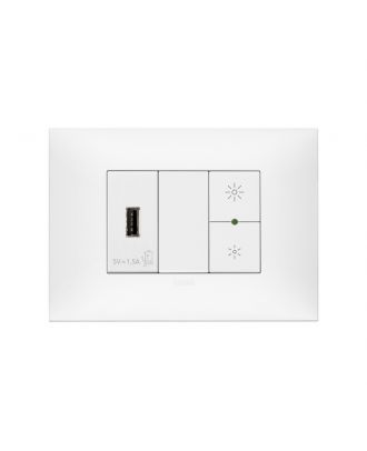 VIMAR - NEVE UP USB 5 V 1.5 A, 1 type A USB output, 120-240 V~ 50/60 Hz power supply, White