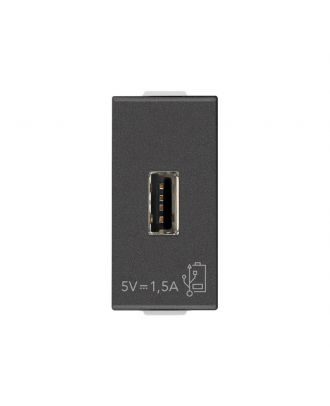 VIMAR - NEVE UP USB 5 V 1.5 A, 1 type A USB output, 120-240 V~ 50/60 Hz power supply, Anthracite