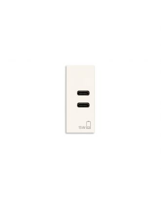 Vimar - LINEA, C+C USB power unit 15W 3A 5V, 1M, white