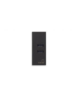 Vimar - LINEA, C+C USB power unit 15W 3A 5V, 1M, Black
