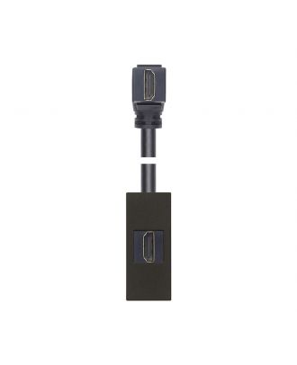 Vimar - LINEA, HDMI 2.1b outlet with 90° cable, 1M, Black