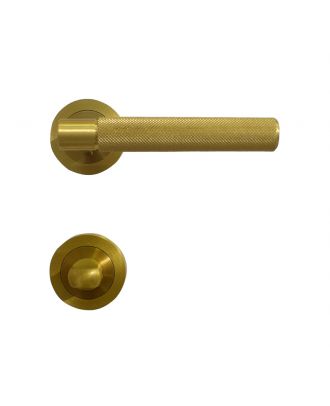 Door Handle Techno Grip With Rosette + Wc Thumbturn, Gold