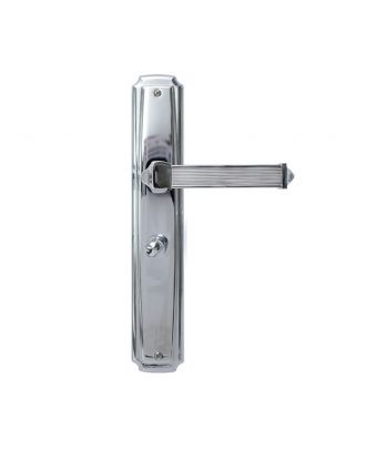 Deluxe Bathroom Door Handle PEGASO With Plate, Chrome