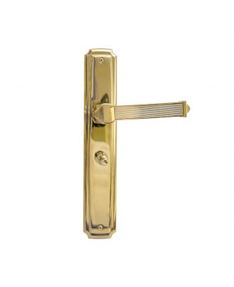 Deluxe Bathroom Door Handle PEGASO With Plate, Polished Brass